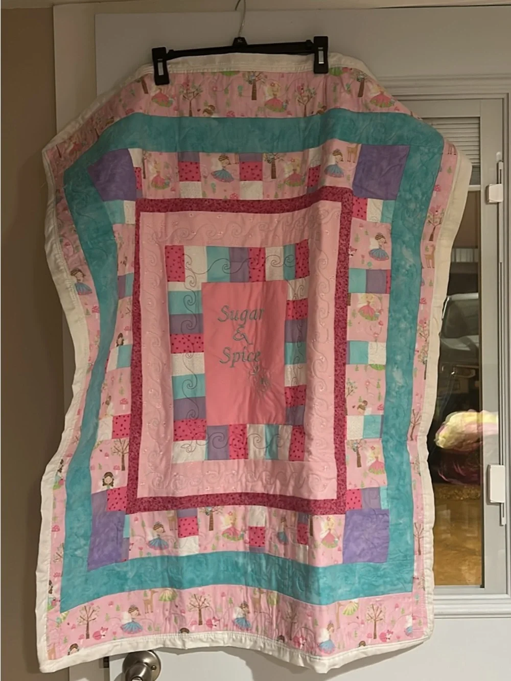Handmade 'Sugar & Spice' Pink Patchwork Baby Quilt